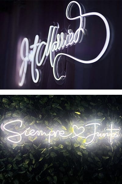Letreros de neon color blanco frio