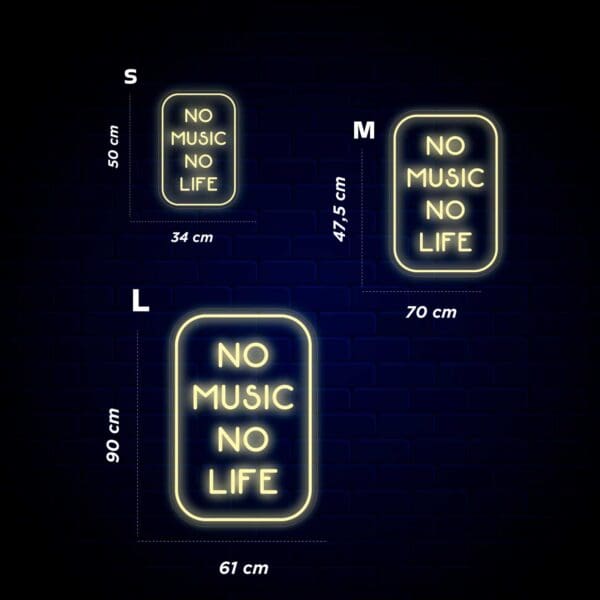 Tres carteles de Neón No Music No Life.