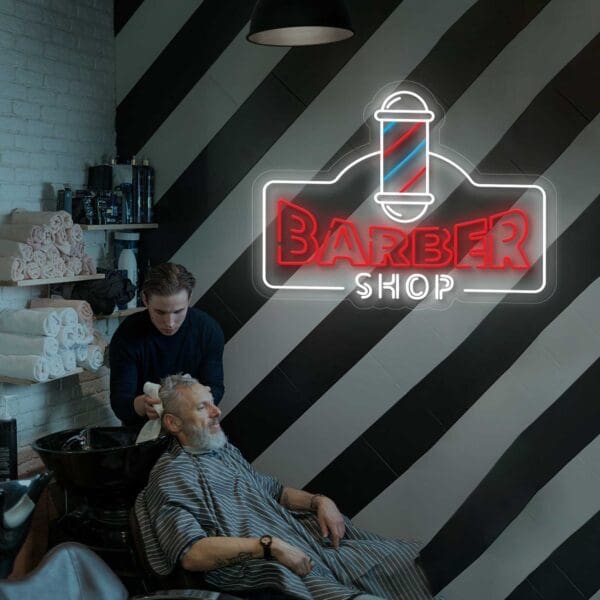 Una barbería con el Néon Barber Shop