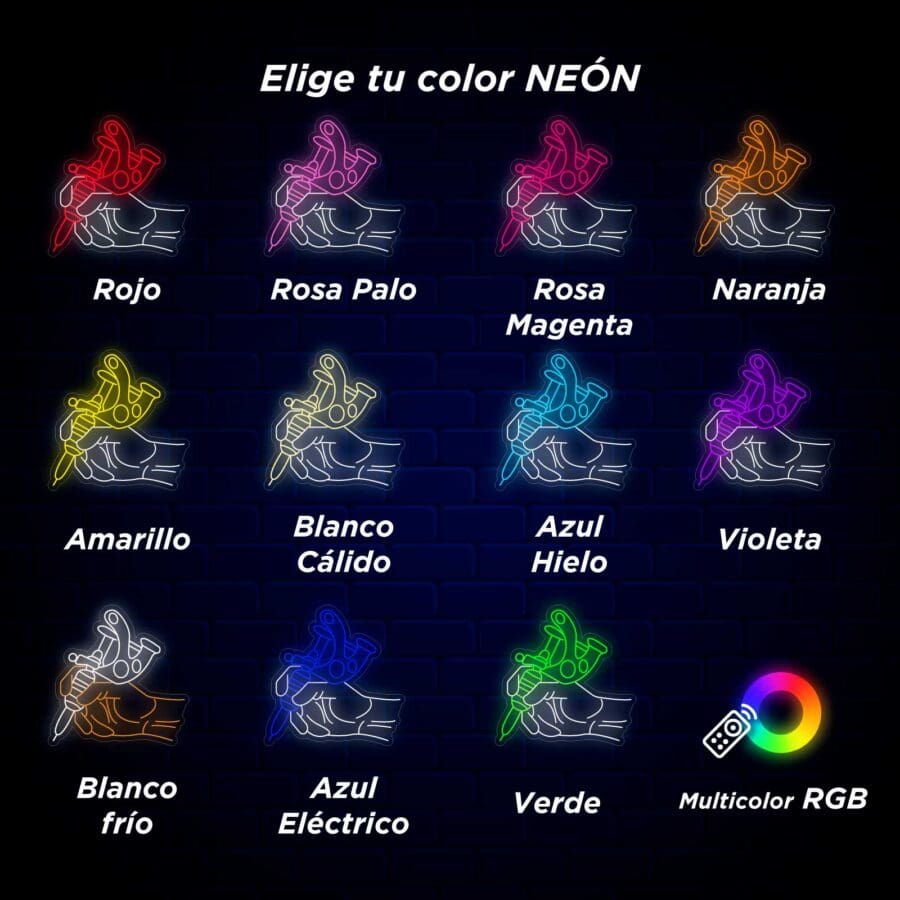 Elige tu color Neón Tattoo Mano del Artista Inkmasters.