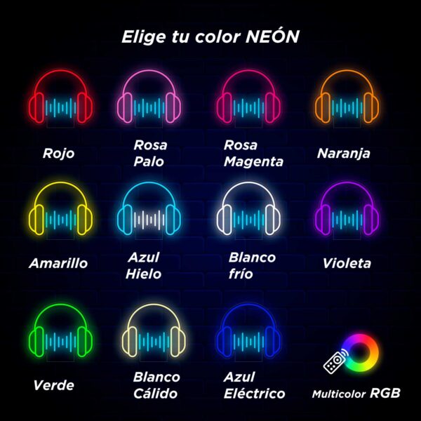 Un par de auriculares Neón Cascos Dj con diferentes colores.