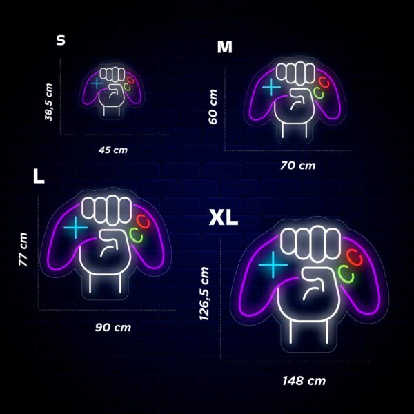 Neón Mando Videojuego Game Zone con puños de colores para mandos de Xbox.
