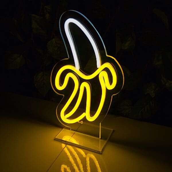 Lámpara de Neón Plátano: Un letrero neón con un plátano.