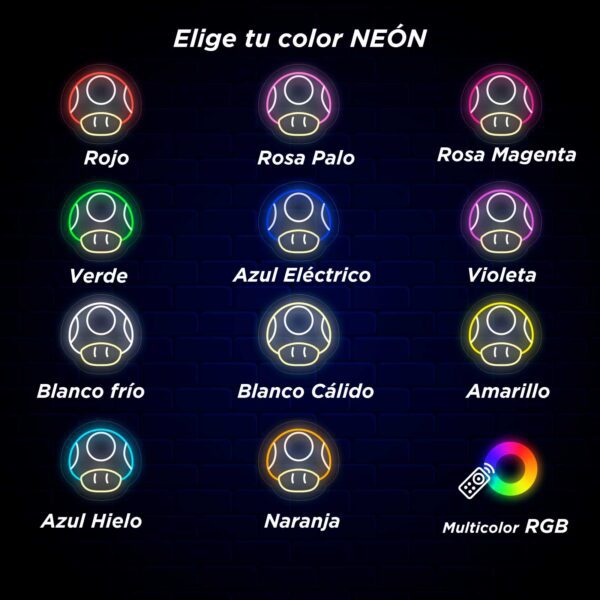 Una lista de diferentes colores de luces Neon Seta populares para bares de neón.