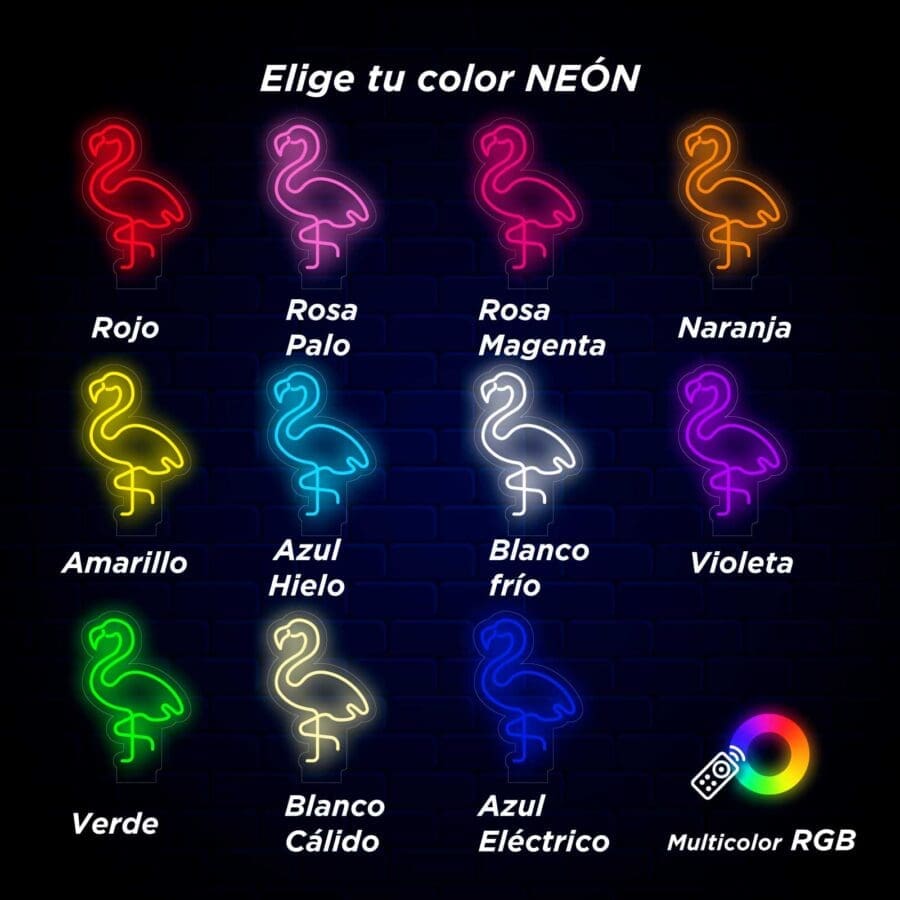 Flamenco Neón en colores vibrantes.