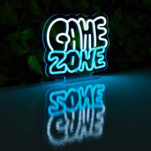 Una Lámpara de Néon Game Zone con las palabras "gamezone".