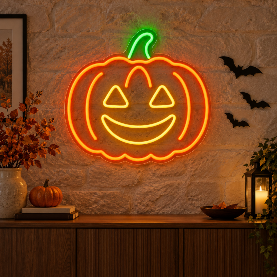 Neón LED Calabaza Halloween en pared de fiesta familiar