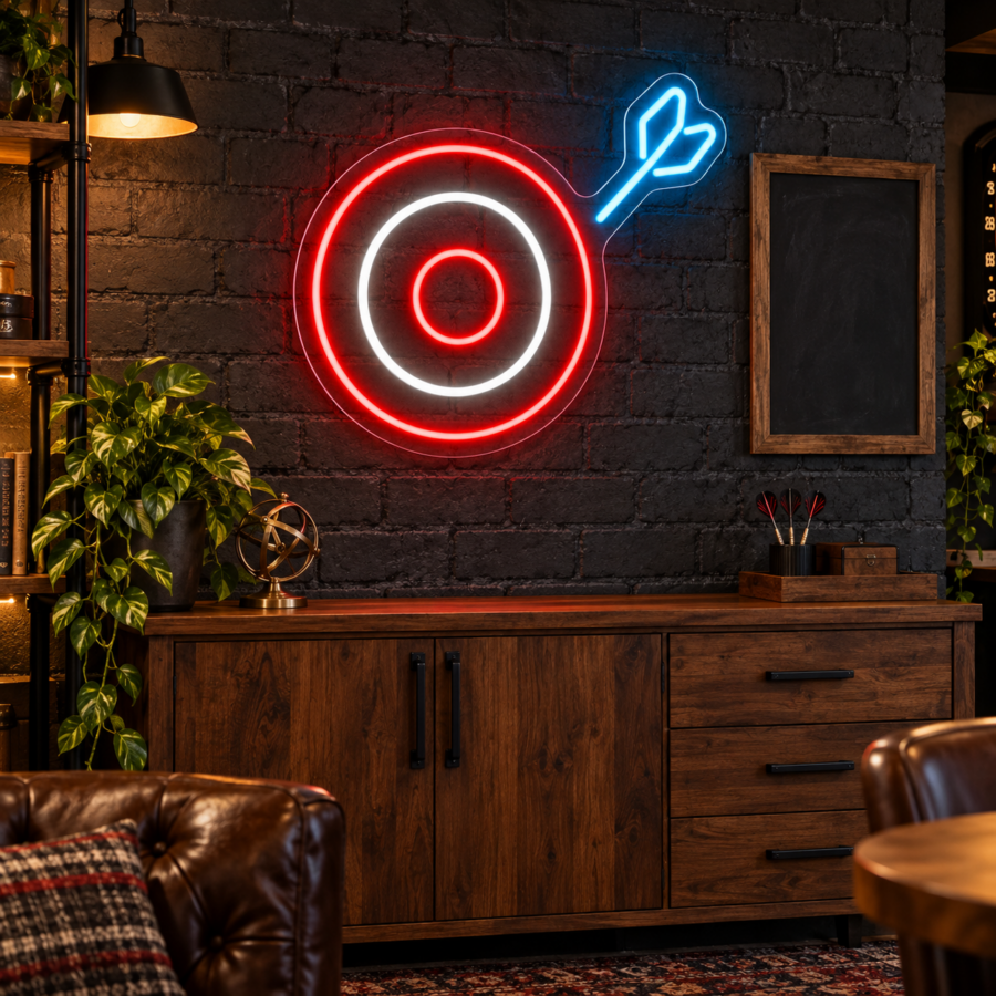 Neón LED Dardos en pared decorativa de sala de dardos