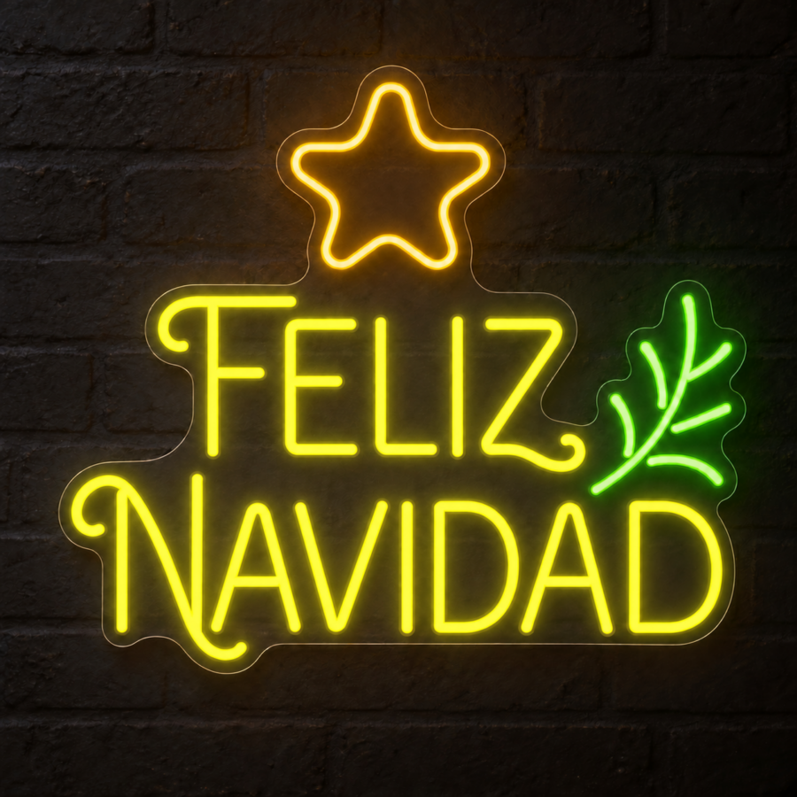 Neón LED Feliz Navidad con letras en Amarillo Limón