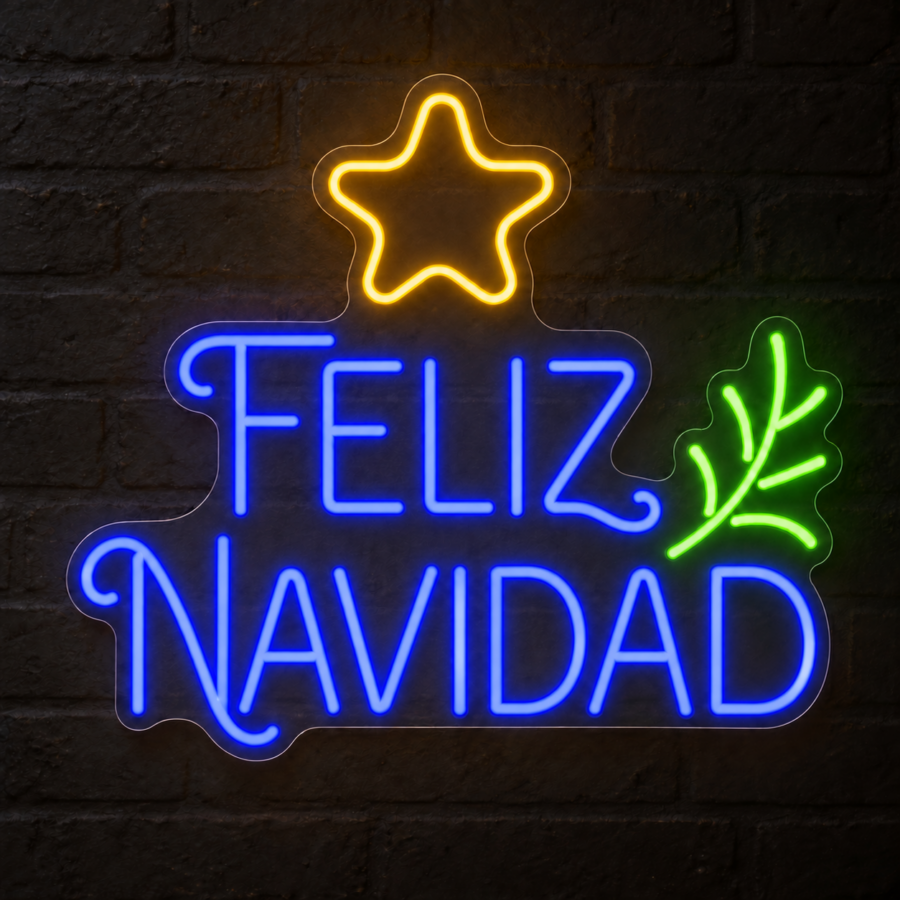 Neón LED Feliz Navidad con letras en Azul Eléctrico
