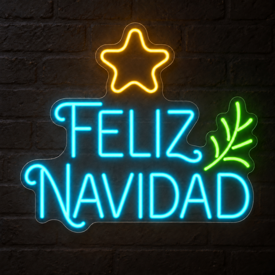Neón LED Feliz Navidad con letras en Azul Hielo