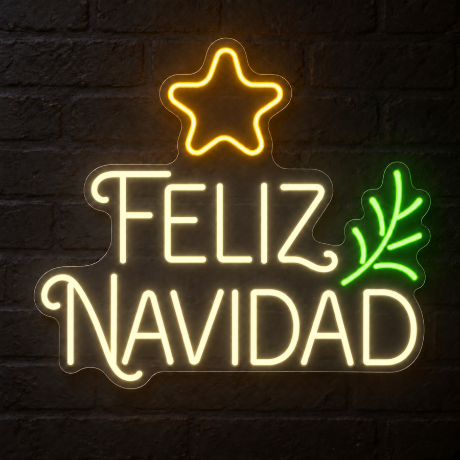 Neón LED Feliz Navidad con letras en Blanco Cálido