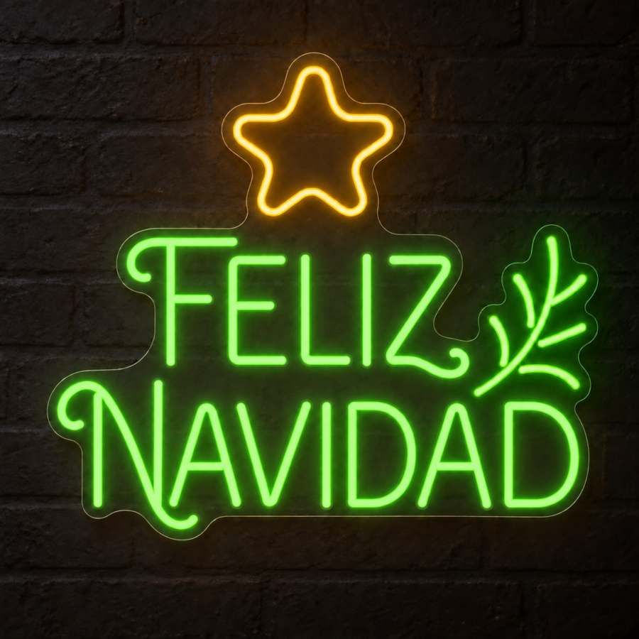 Neón LED Feliz Navidad con letras en Verde