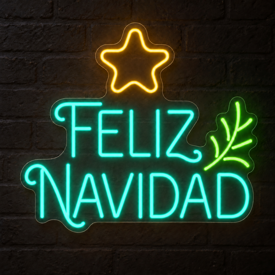 Neón LED Feliz Navidad con letras en Verde Agua