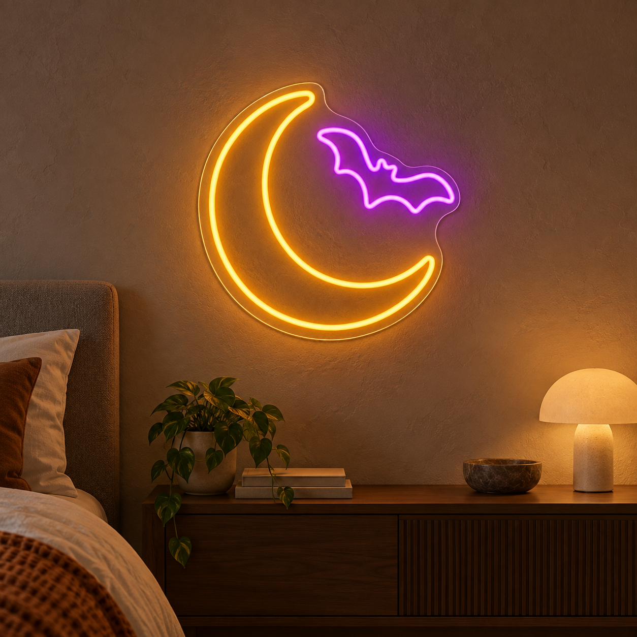 Neón LED Luna y Murciélago - Miniatura 2