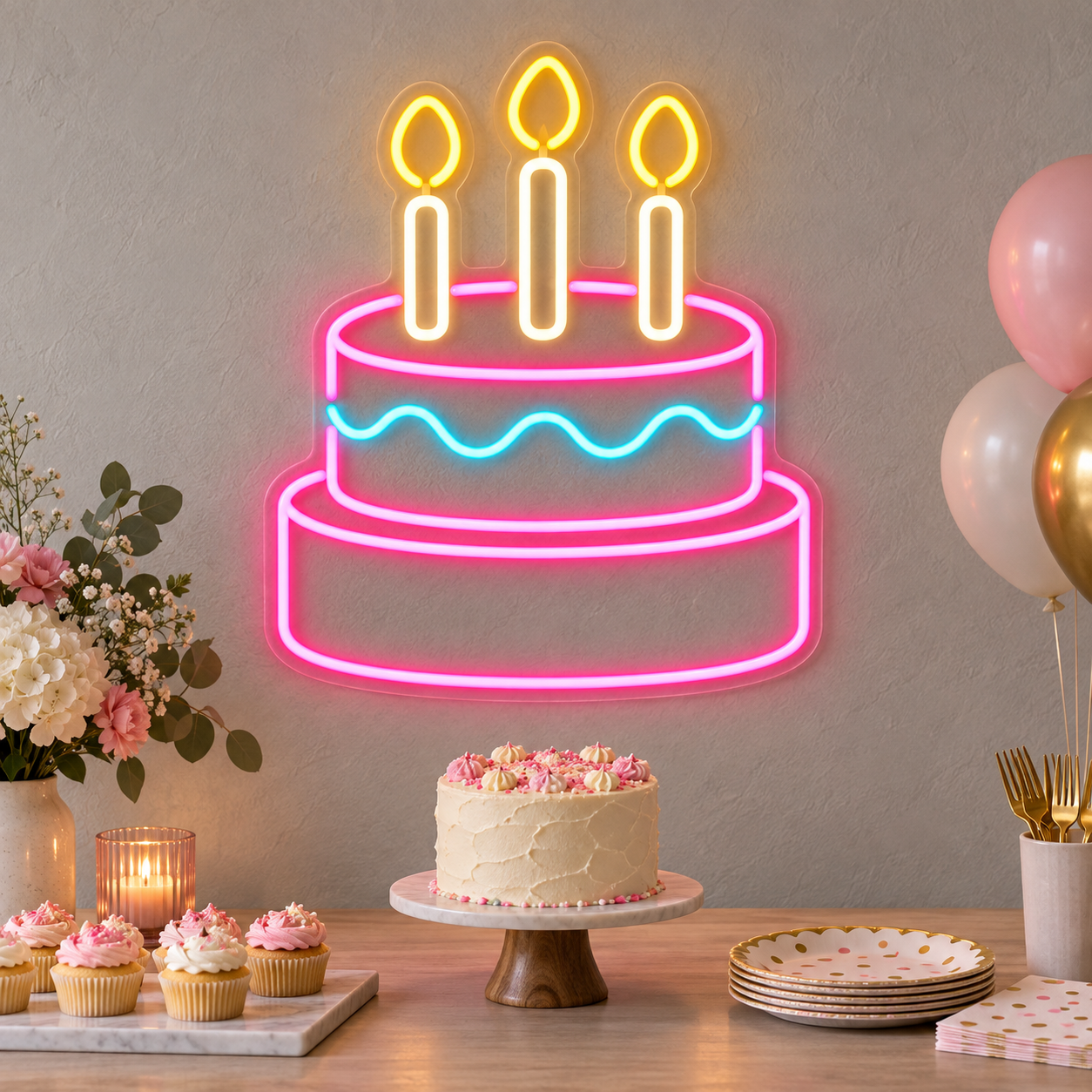 Neón LED Tarta de Cumpleaños - Miniatura 2