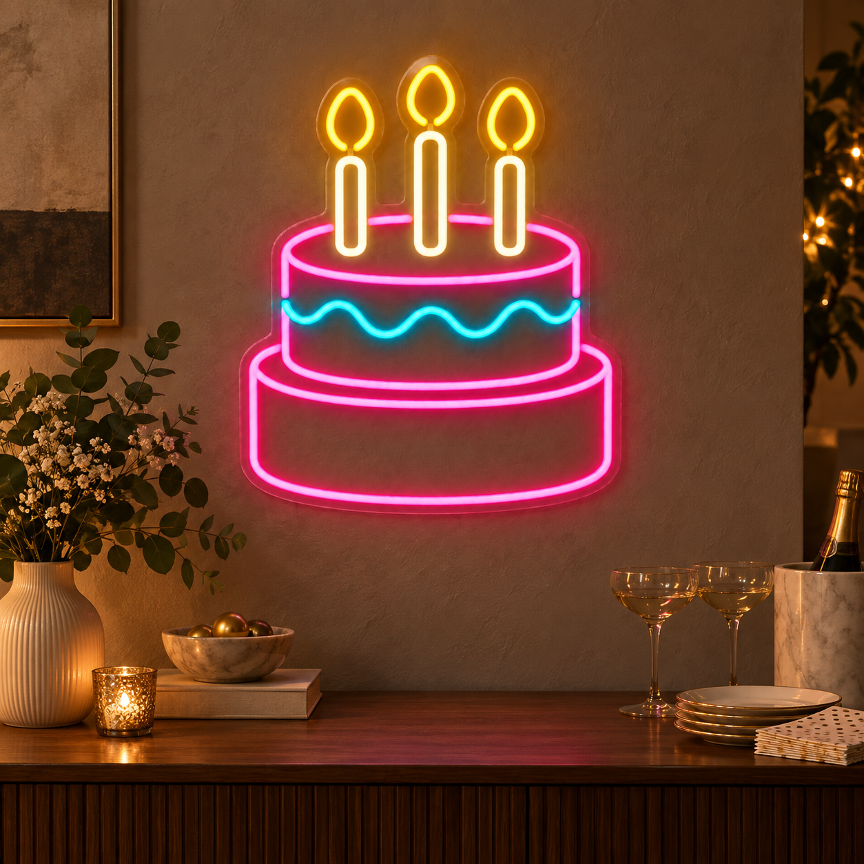 Neón LED Tarta de Cumpleaños - Miniatura 4