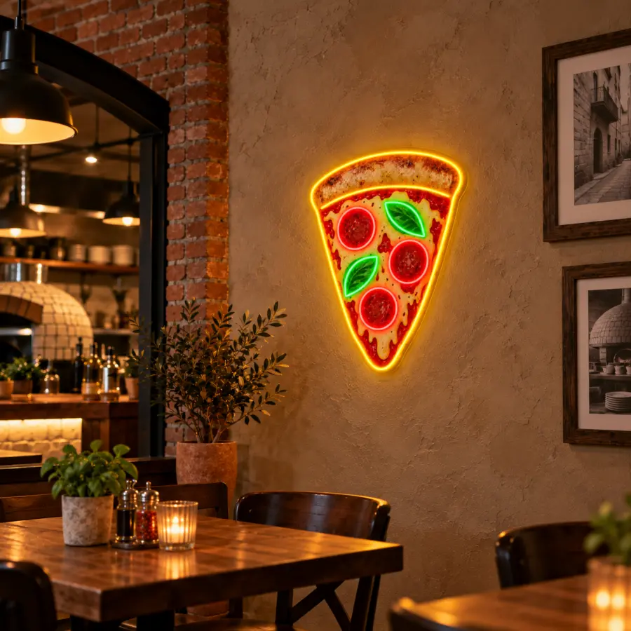 Cuadro de neón Pizza Volcánica