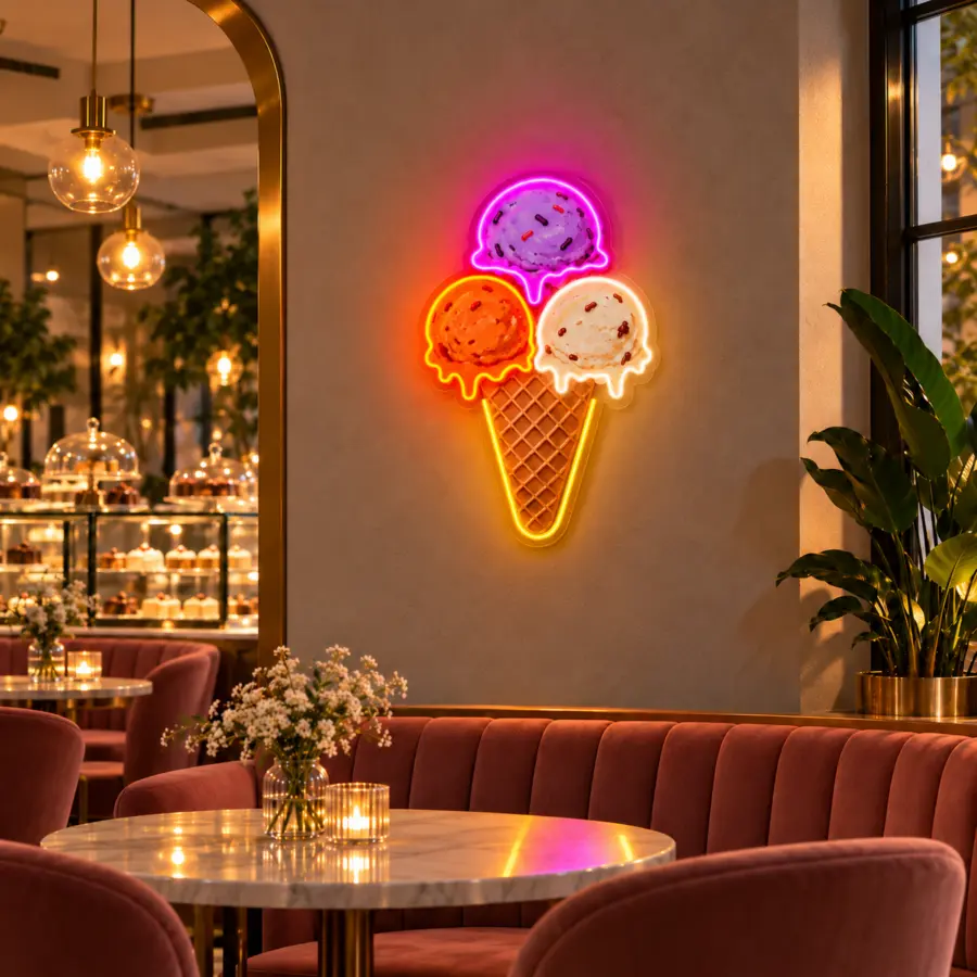 Cuadro de neón Helado Trío Galáctico
