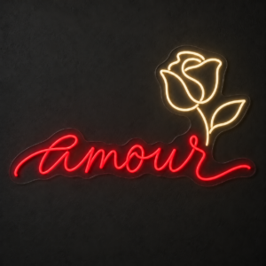 Neón LED Amour — Rojo y blanco cálido