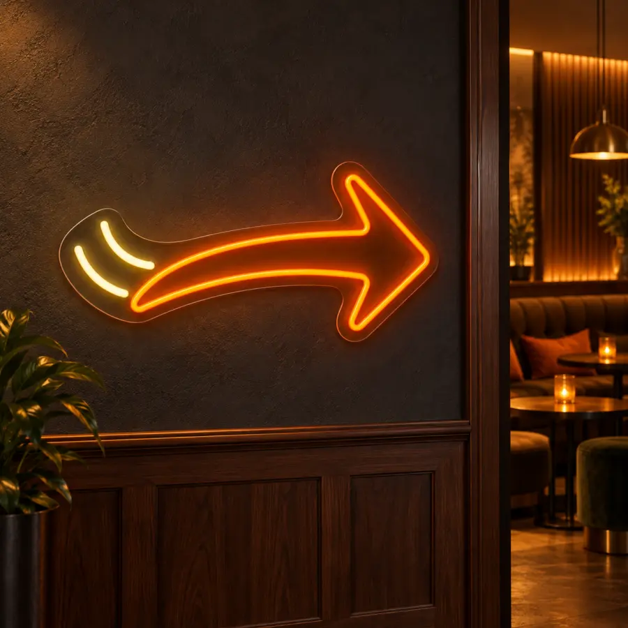 Simulación de Arrow en neón LED en un bar