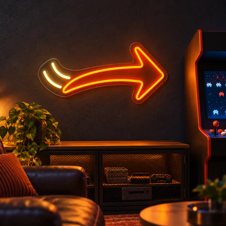 Simulación de Arrow en neón LED en una sala recreativa