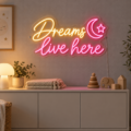 Dreams live here – Letrero LED de neón - Miniatura 4
