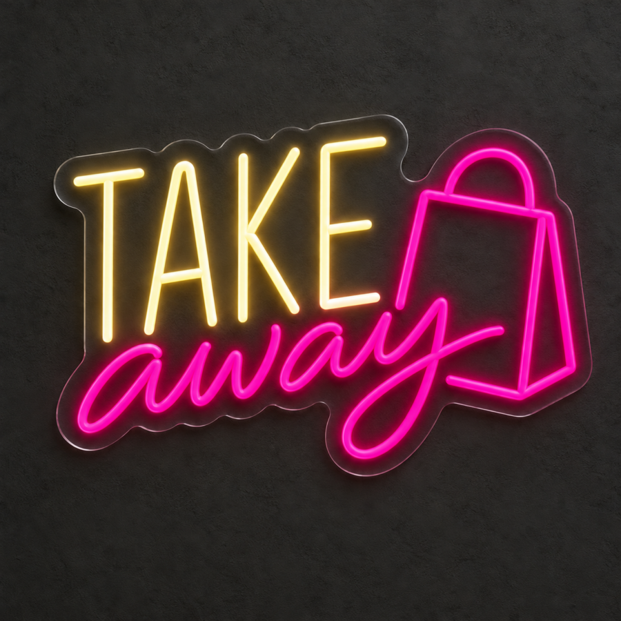 Take Away en neón LED: Blanco Cálido, Rosa Magenta