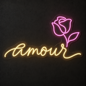 Neón LED Amour — Blanco cálido y rosa palo