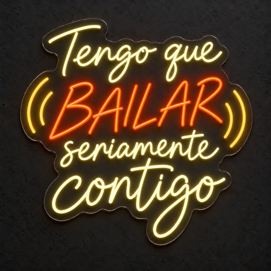 Tengo que bailar seriamente contigo en neón LED: Blanco Cálido, Naranja, Amarillo Dorado
