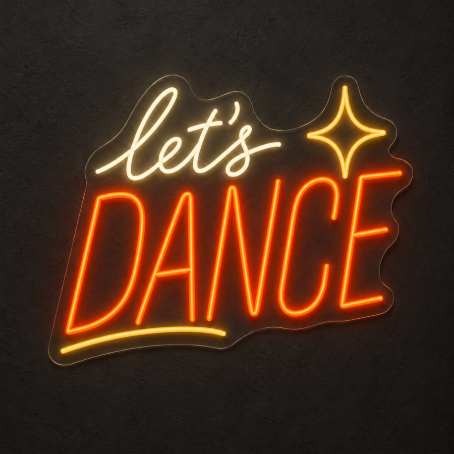 Let’s Dance en neón LED: Blanco Cálido, Naranja, Amarillo Dorado
