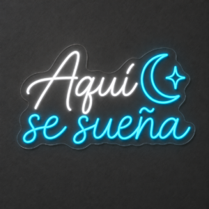 Neón LED Aquí se sueña — Blanco frío y hielo