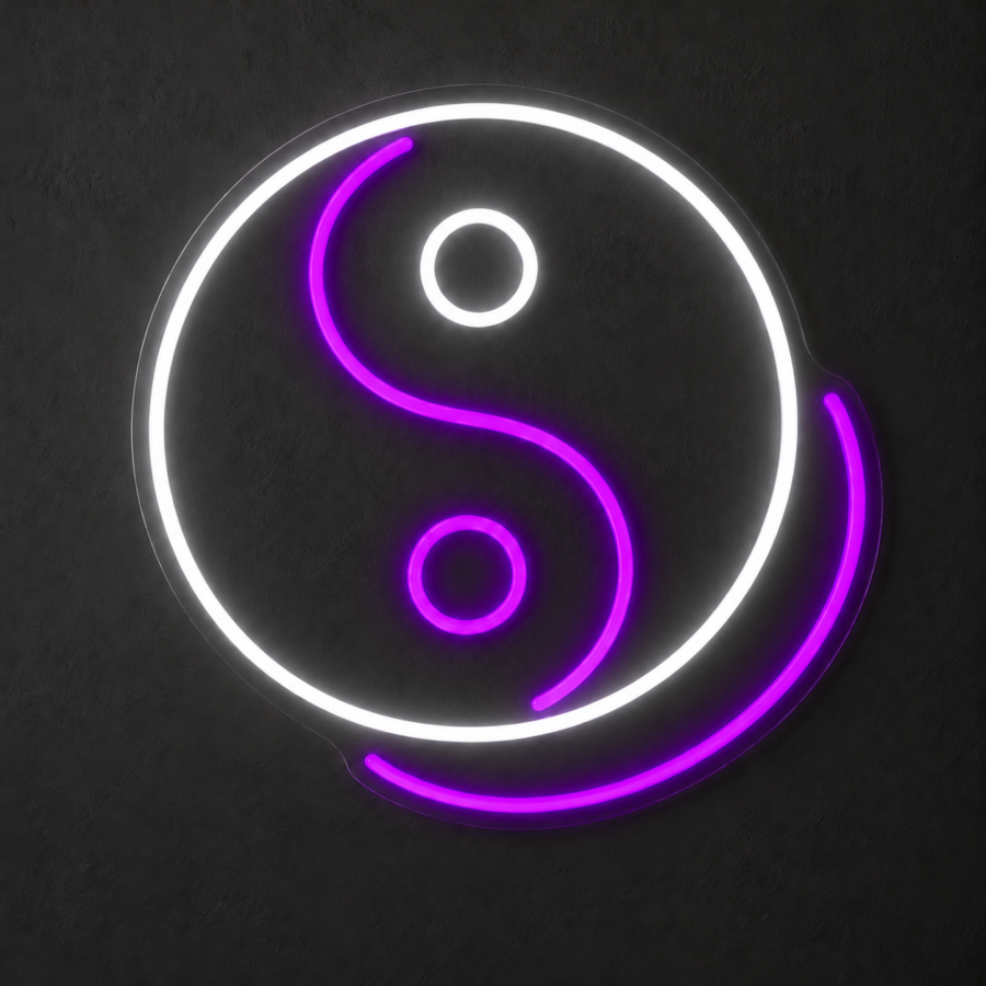 Yin Yang en neón LED: Blanco Frío, Violeta