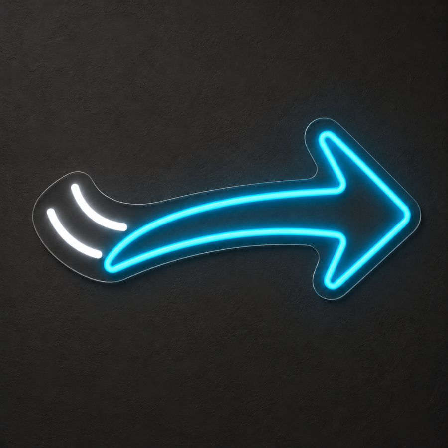 Arrow en neón LED: Azul Hielo, Blanco Frío