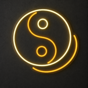 Neón LED Yin Yang — Dorado y blanco cálido