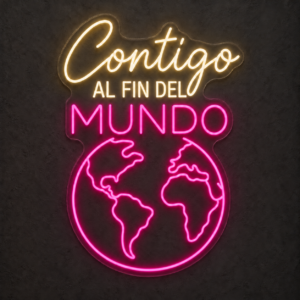 Neón LED Contigo al fin del mundo — Cálido y magenta