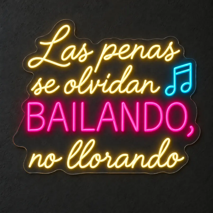 Las penas se olvidan bailando en neón LED: Blanco Cálido, Rosa Magenta, Azul Hielo