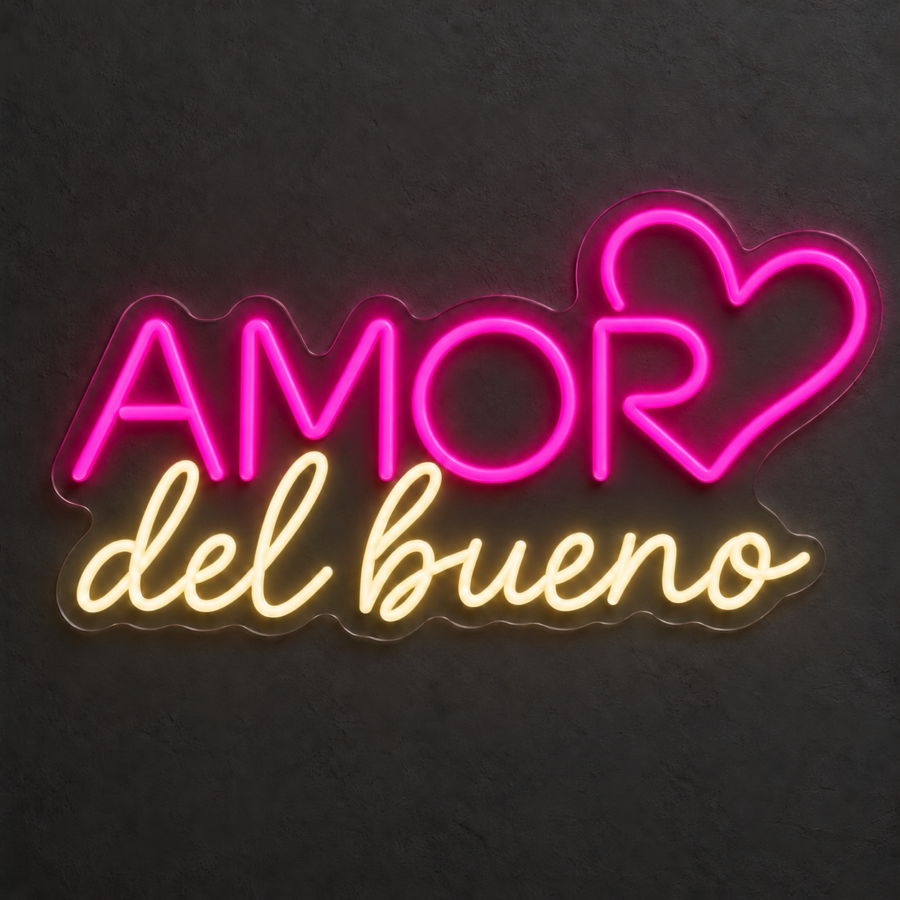 Amor del bueno en neón LED: Rosa Magenta, Blanco Cálido