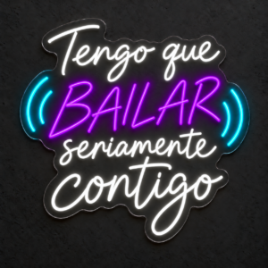 Neón LED Tengo que bailar seriamente contigo — Blanco, violeta y hielo