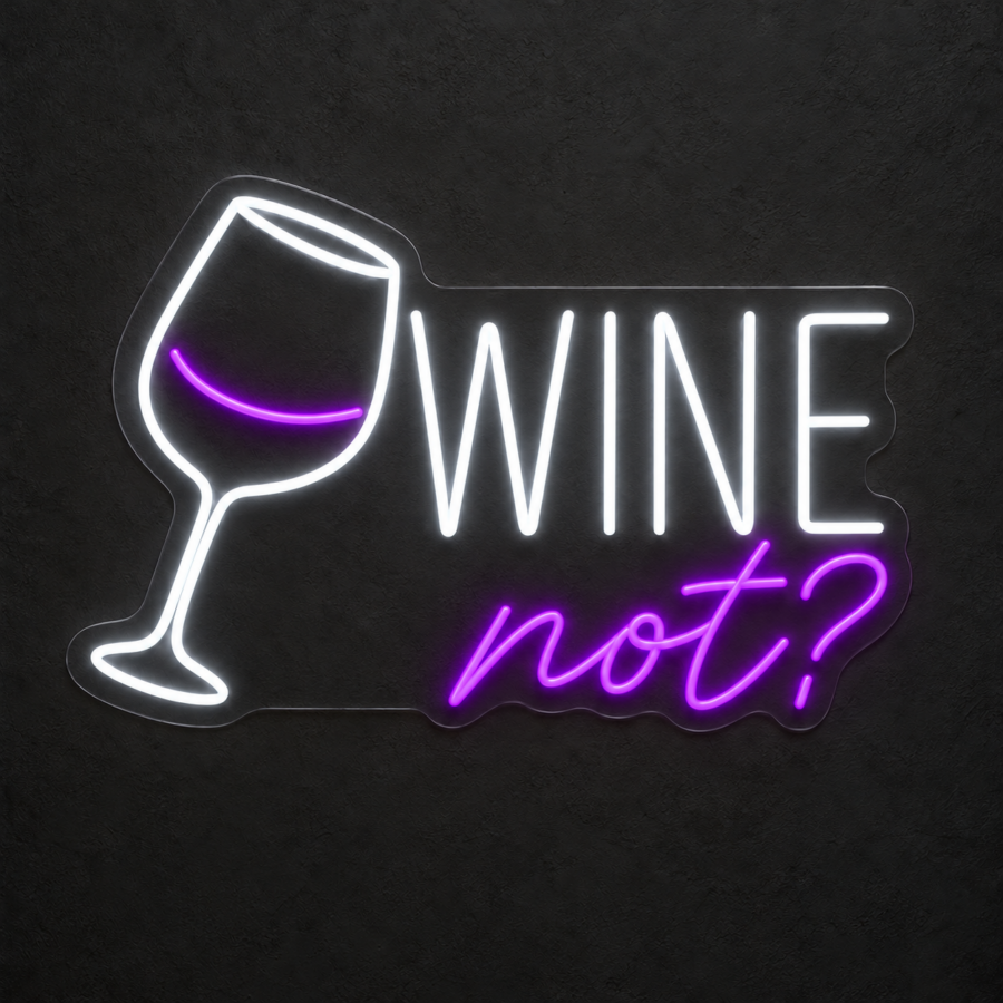 Wine Not en neón LED: Blanco Frío, Violeta