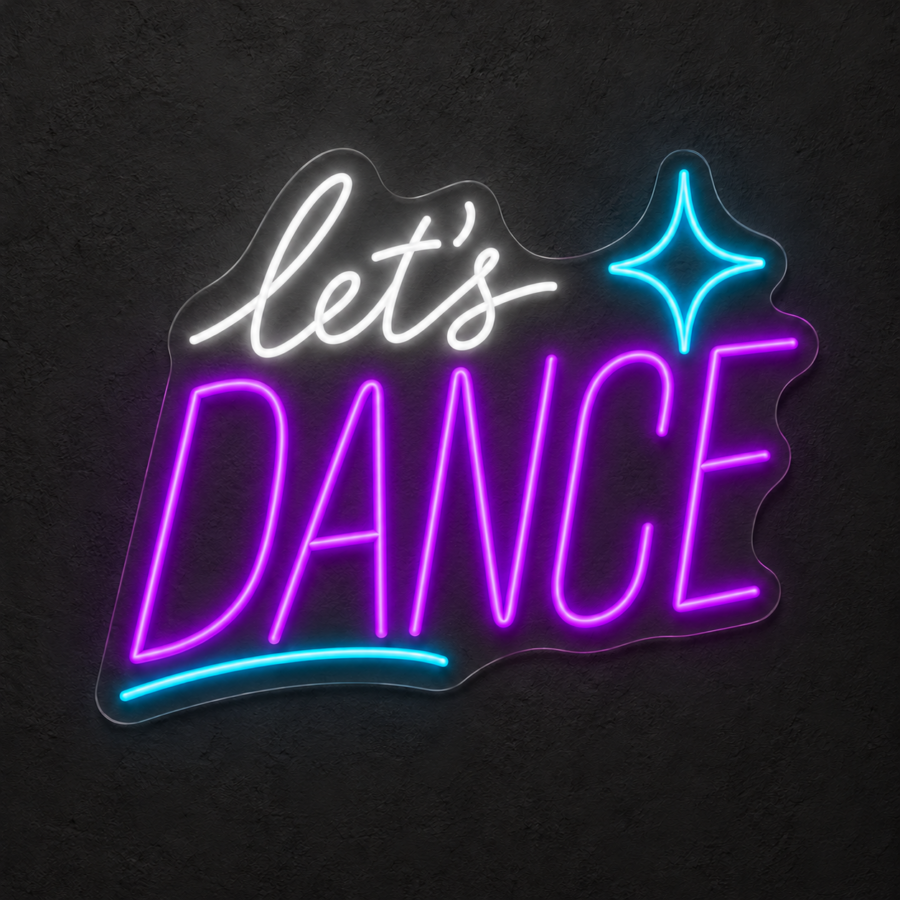 Let’s Dance en neón LED: Blanco Frío, Violeta, Azul Hielo