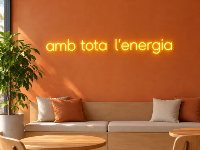 amb tota l'energia en neón amarillo en una sala de reuniones